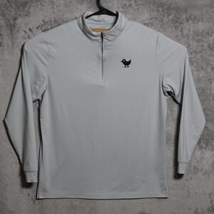 Bad Birdie Sweater Mens M Gray Mock Neck 1/4 Zip Pullover Lightweight Golf
